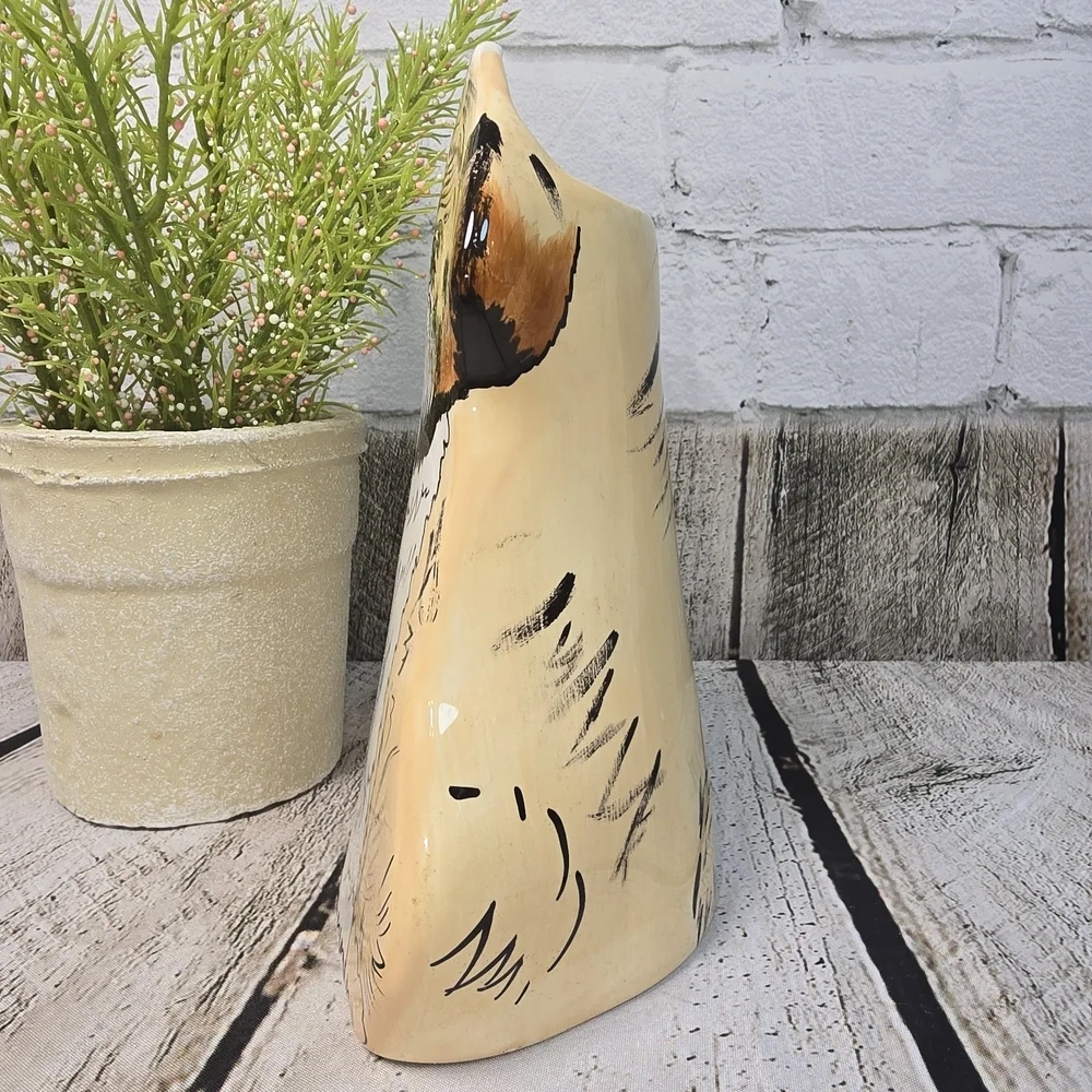 VINTAGE NINA LYMAN CERAMIC HAND PAINTED SHIH TZU DOG 8 INCH VASE